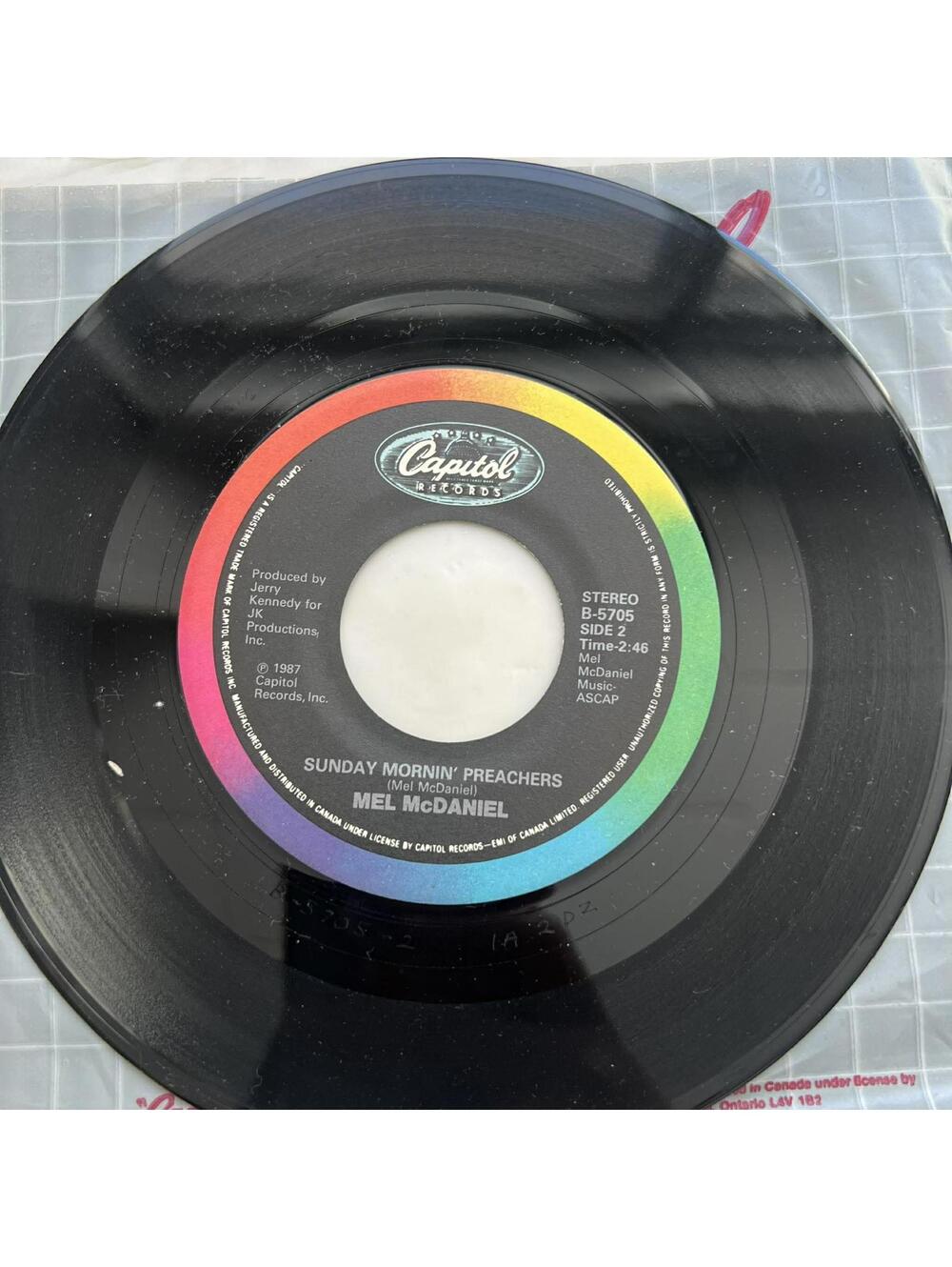 Mel McDaniel – Anger & Tears / Sunday Mornin' Preachers 45rpm Vinyl Record R49